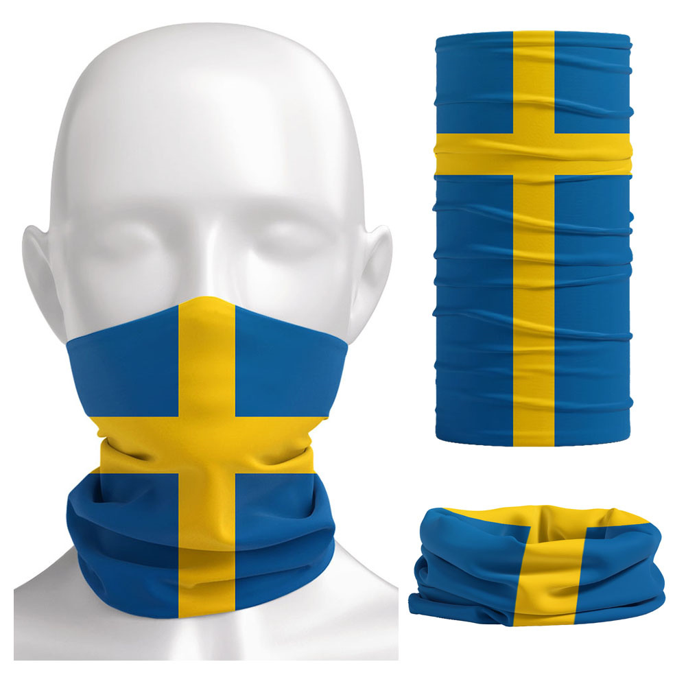 Cycling Headwear - Bandana z nadrukiem flagi Szwecji, kominiarka