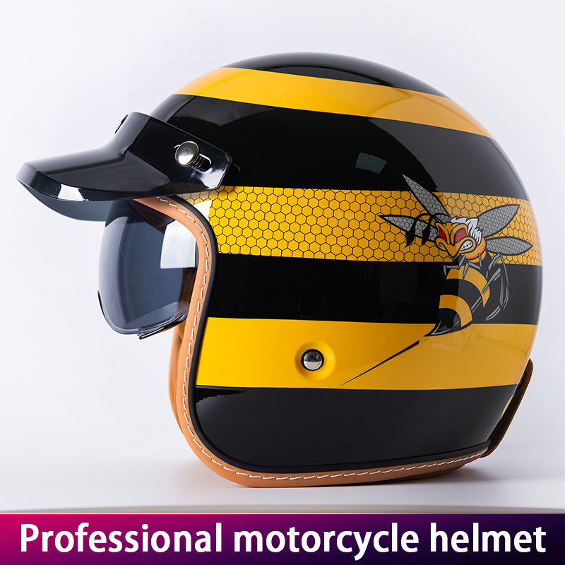 Yellow Cycling Gear - Nowy Kask Motocyklowy w Stylu Retro